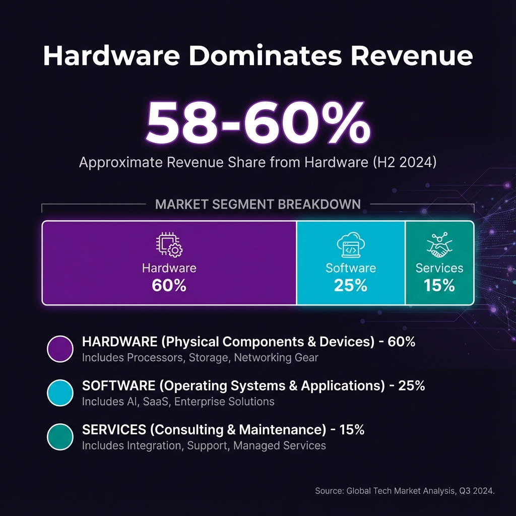 Hardware 58-60% share of digital signage market revenue breakdown