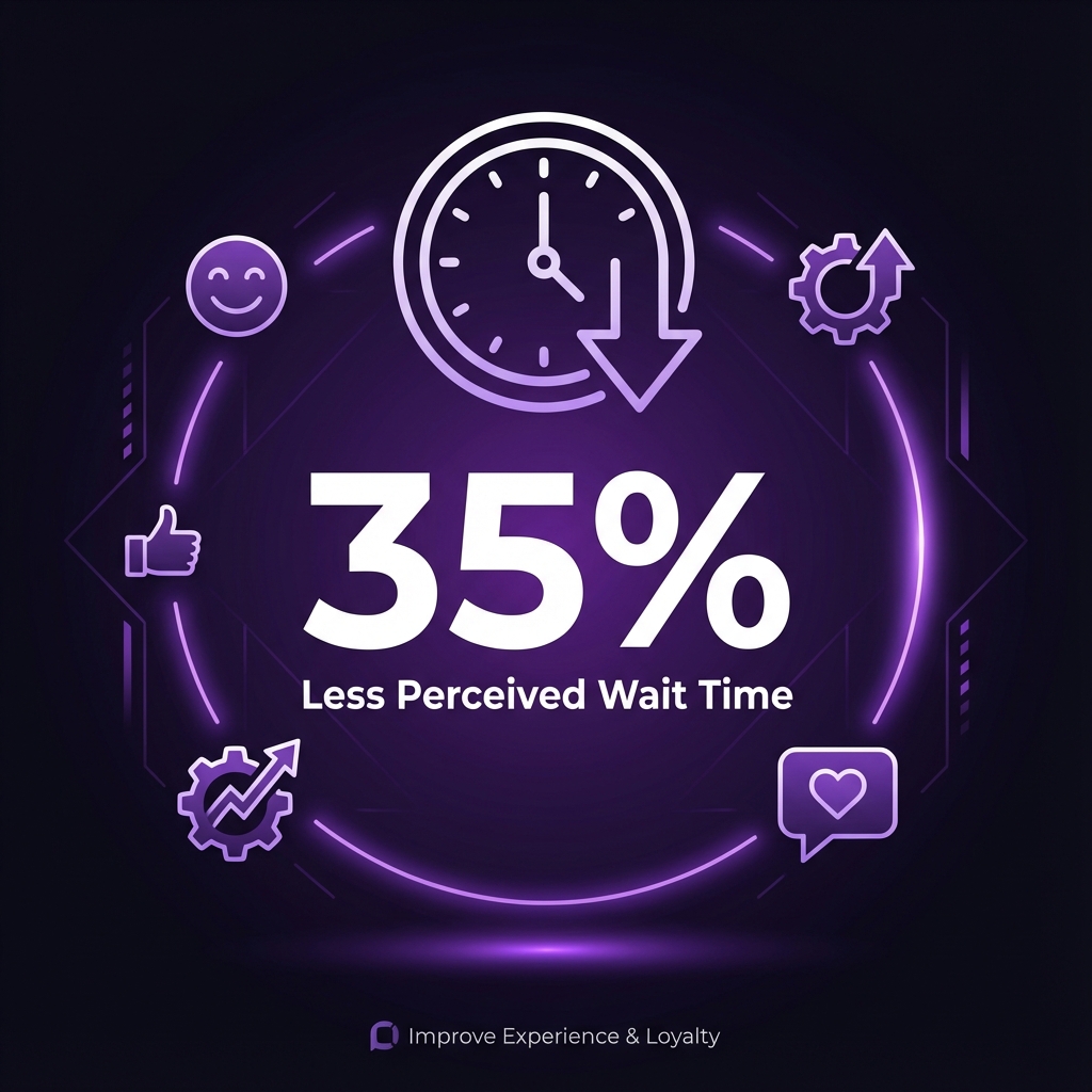 35% reduction in perceived wait time with digital signage